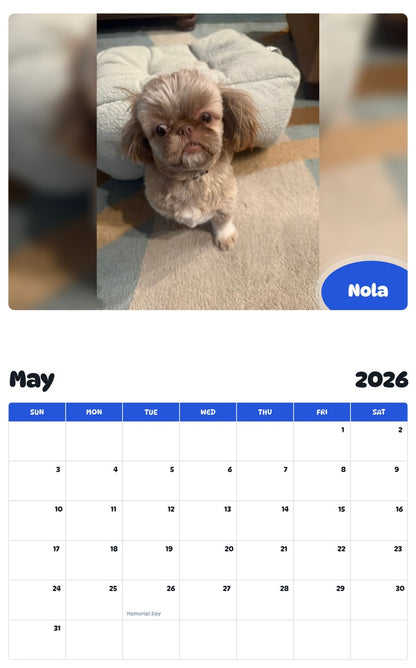 2026 - 2027 Nola - Pawidols Pet Calendar