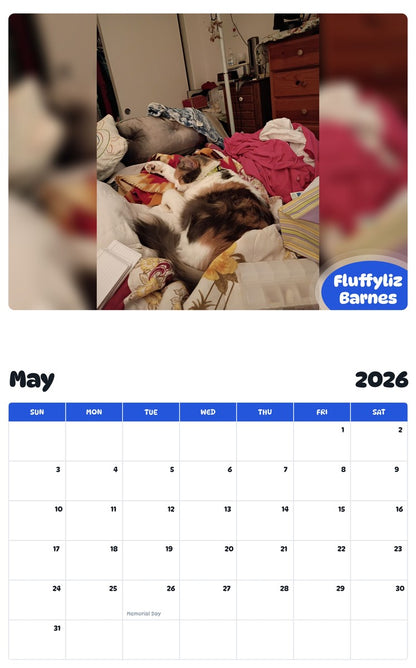 2026 - 2027 Fluffyliz Barnes - Pawidols Pet Calendar