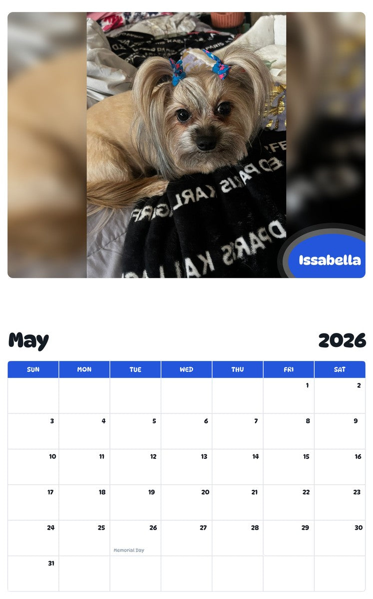 2026 - 2027 Issabella - Pawidols Pet Calendar