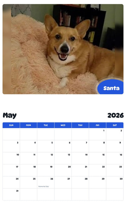 2026 - 2027 Santa - Pawidols Pet Calendar