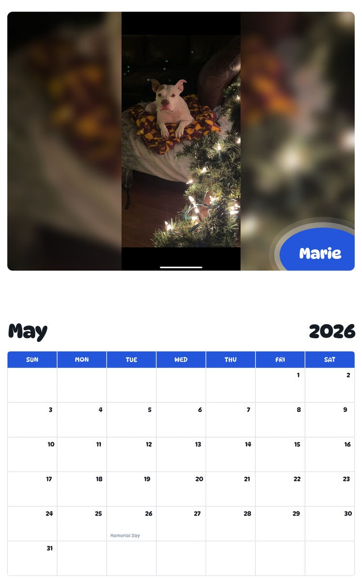 2026 - 2027 Marie - Pawidols Pet Calendar