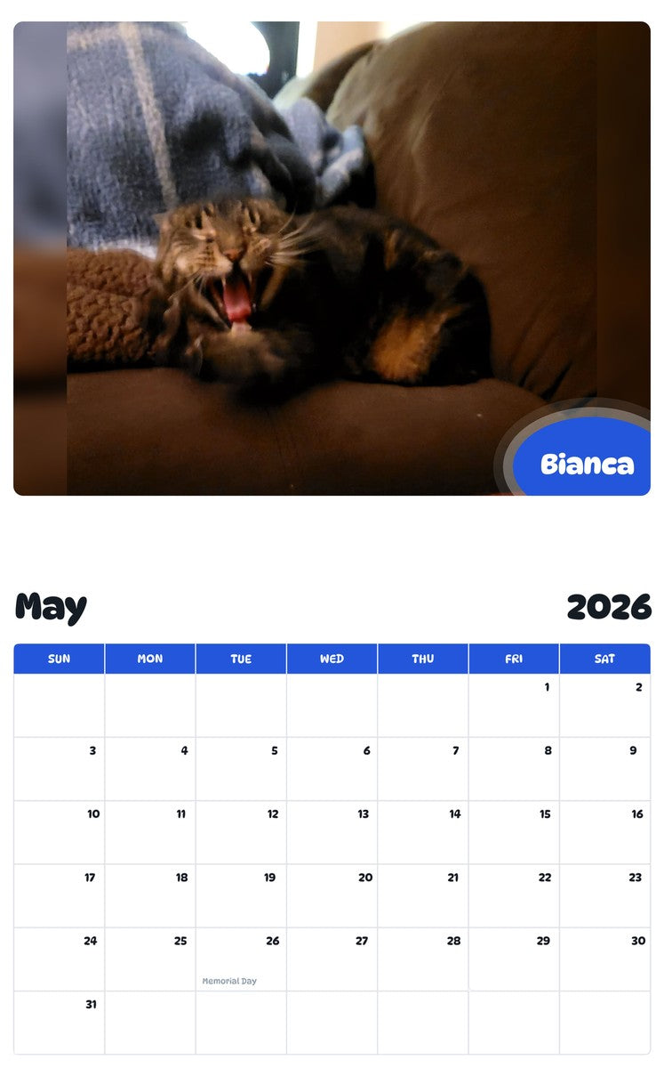 2026 - 2027 Bianca - Pawidols Pet Calendar