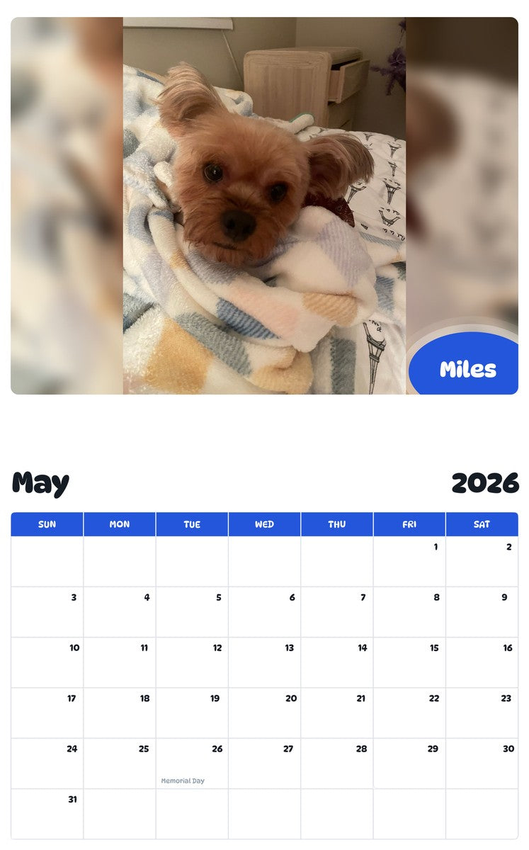 2026 - 2027 Miles - Pawidols Pet Calendar
