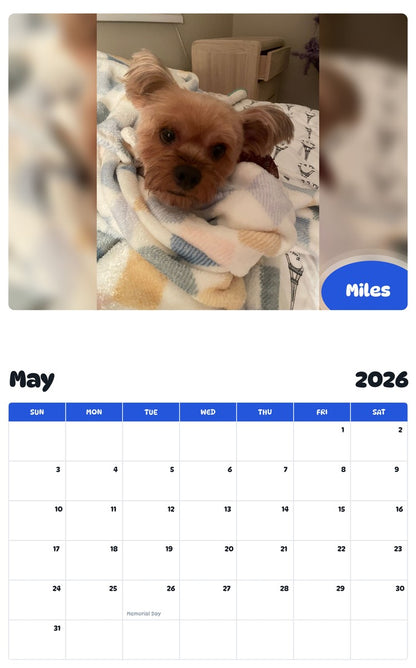 2026 - 2027 Miles - Pawidols Pet Calendar