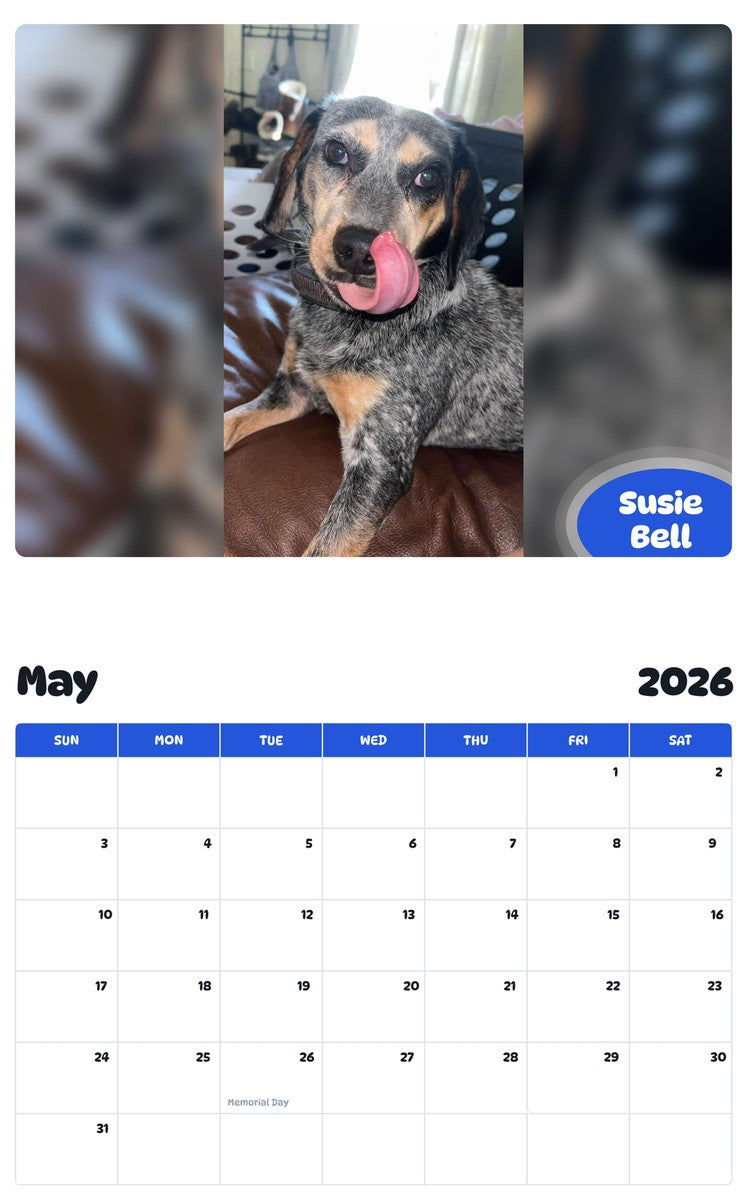 2026 - 2027 Susie Bell - Pawidols Pet Calendar