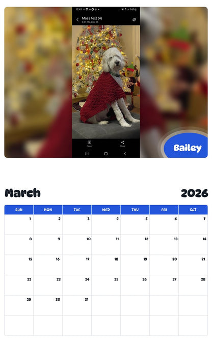 November 2025 - October 2026 Bailey - Pawidols Pet Calendar