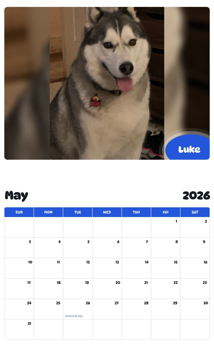 2026 - 2027 Luke - Pawidols Pet Calendar