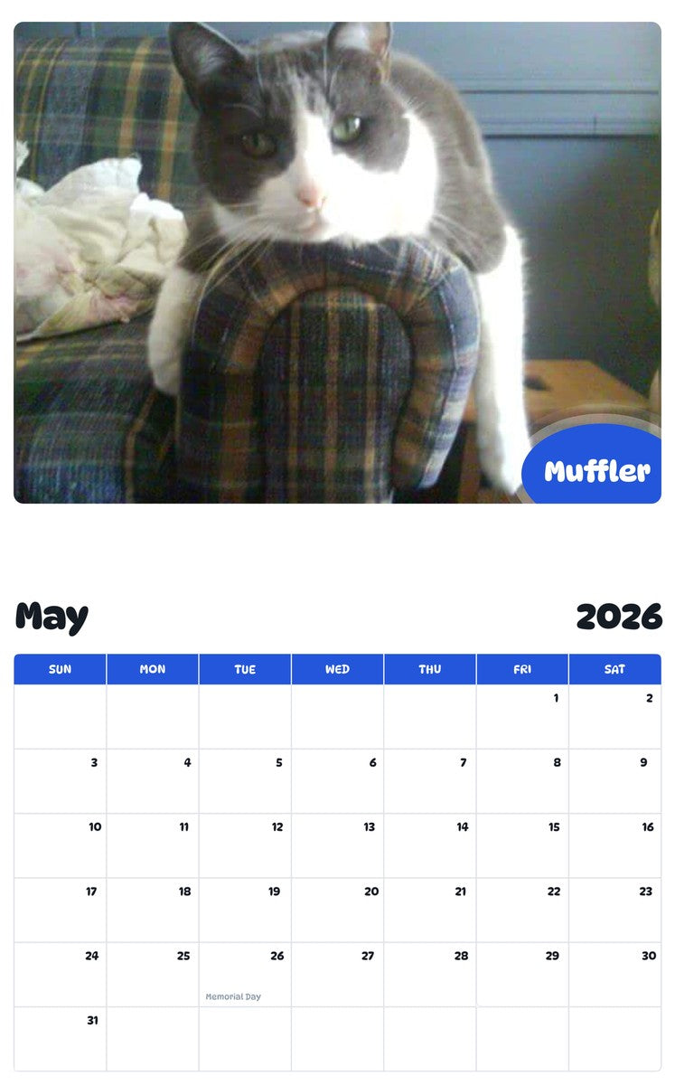 2026 - 2027 Muffler - Pawidols Pet Calendar