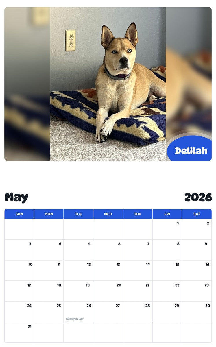 2026 - 2027 Delilah - Pawidols Pet Calendar