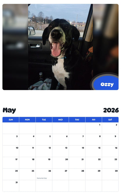 2026 - 2027 Ozzy - Pawidols Pet Calendar