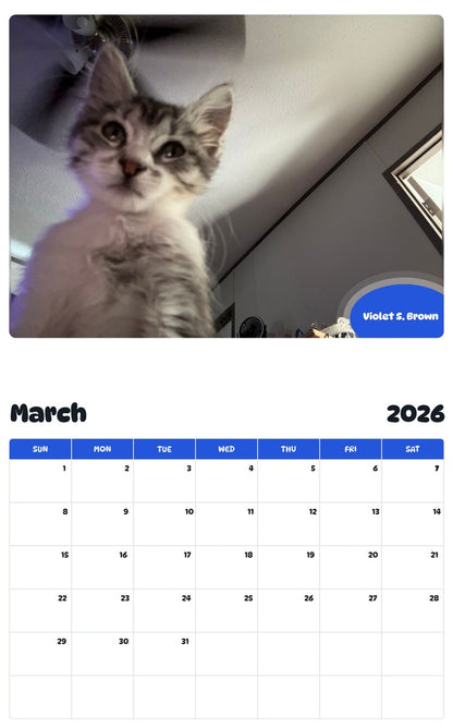 November 2025 - October 2026 Violet S. Brown - Pawidols Pet Calendar