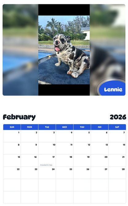 October 2025 - September 2026 Lennie - Pawidols Pet Calendar