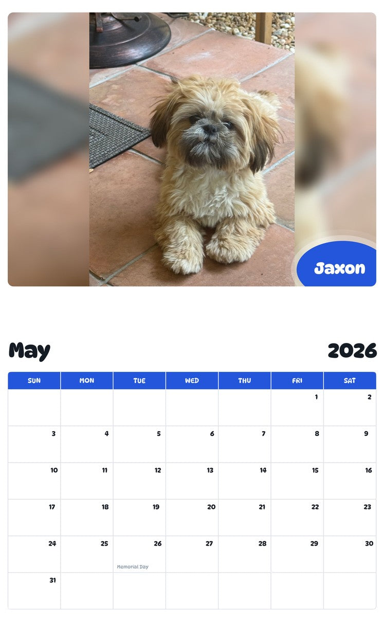 2026 - 2027 Jaxon - Pawidols Pet Calendar