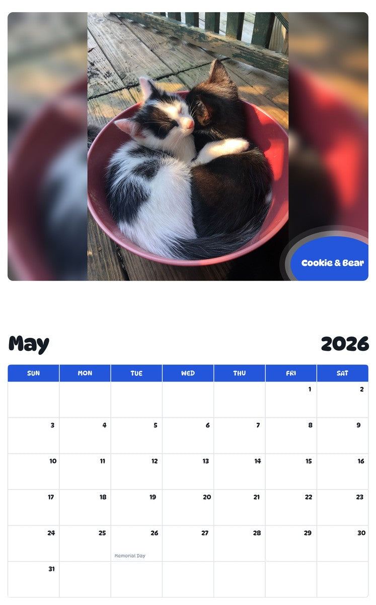 2026 - 2027 Cookie & Bear - Pawidols Pet Calendar