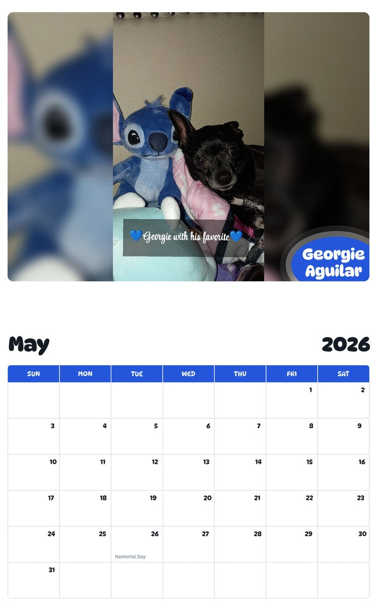 2026 - 2027 Georgie Aguilar - Pawidols Pet Calendar