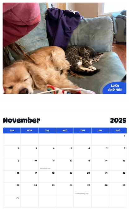 July 2025 - June 2026 Luka and mini - Pawidols Pet Calendar