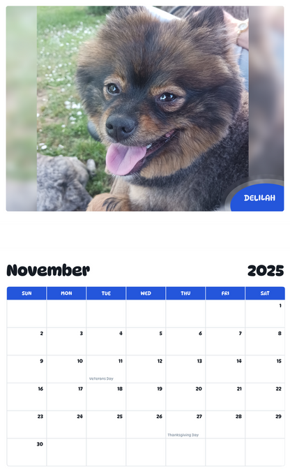 July 2025 - June 2026 Delilah - Pawidols Pet Calendar