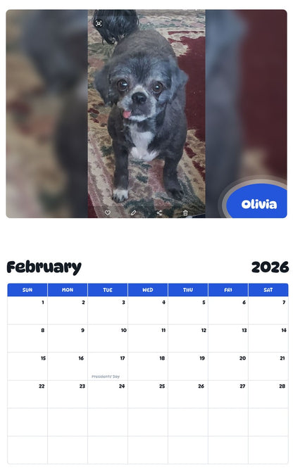 October 2025 - September 2026 Olivia - Pawidols Pet Calendar