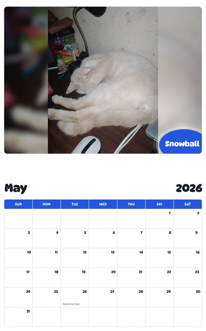 2026 - 2027 Snowball - Pawidols Pet Calendar