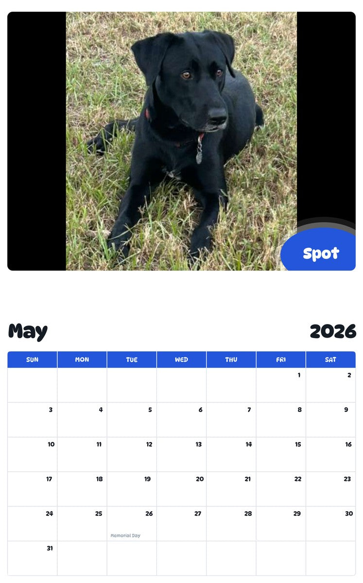 2026 - 2027 Spot - Pawidols Pet Calendar