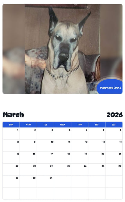 November 2025 - October 2026 Puppy Dog ( P.D. ) - Pawidols Pet Calendar