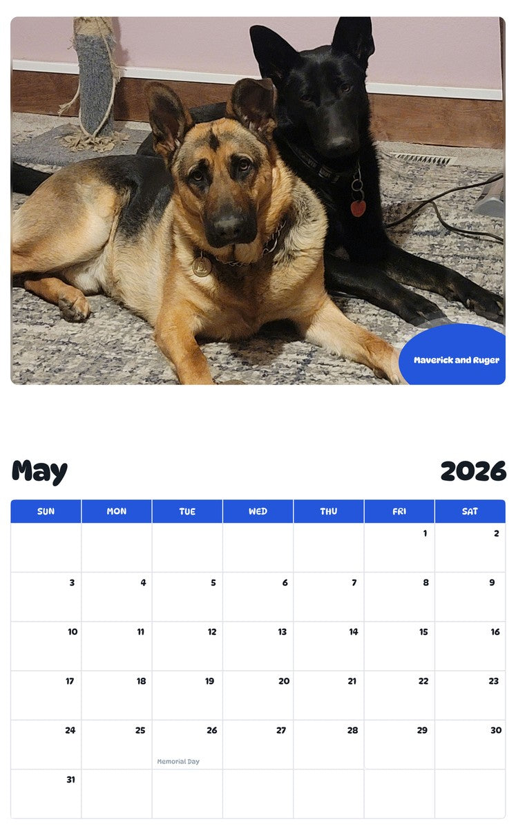 2026 - 2027 Maverick and Ruger - Pawidols Pet Calendar