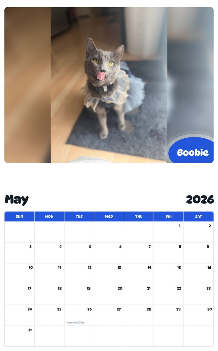 2026 - 2027 Boobie - Pawidols Pet Calendar