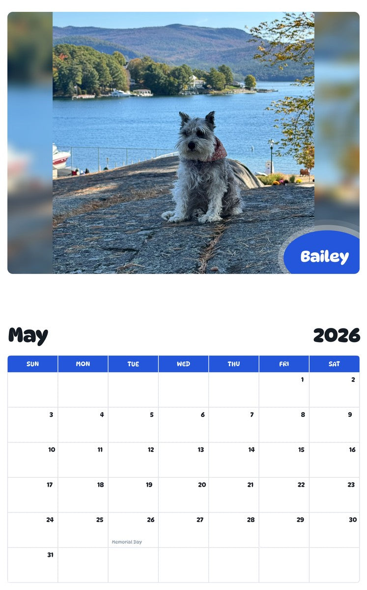 2026 - 2027 Bailey - Pawidols Pet Calendar