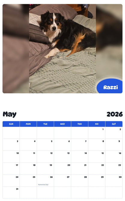 2026 - 2027 Razzi - Pawidols Pet Calendar