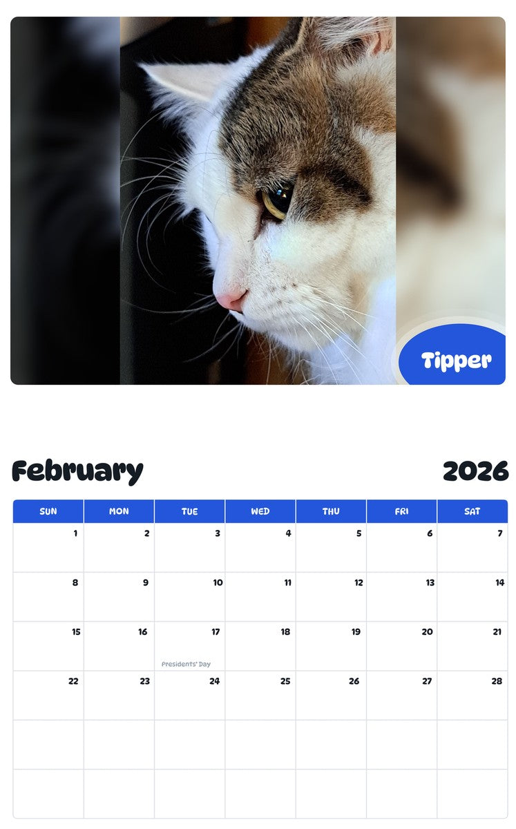 October 2025 - September 2026 Tipper - Pawidols Pet Calendar