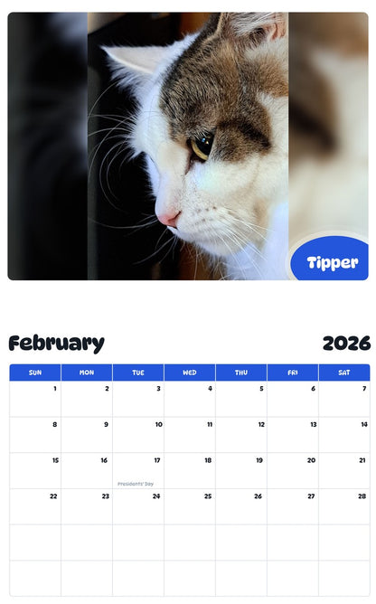 October 2025 - September 2026 Tipper - Pawidols Pet Calendar