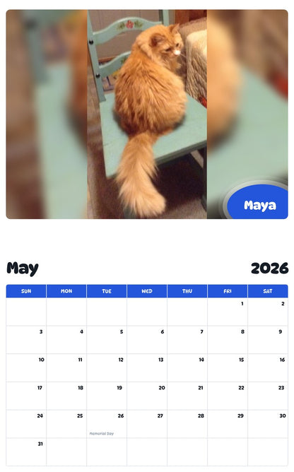 2026 - 2027 Maya - Pawidols Pet Calendar