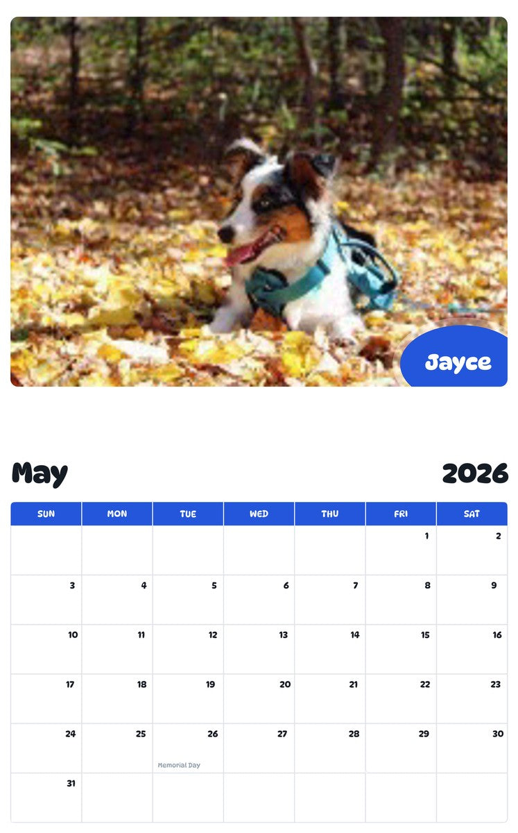 2026 - 2027 Jayce - Pawidols Pet Calendar