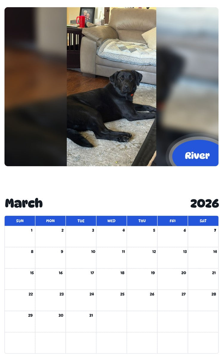 November 2025 - October 2026 River - Pawidols Pet Calendar