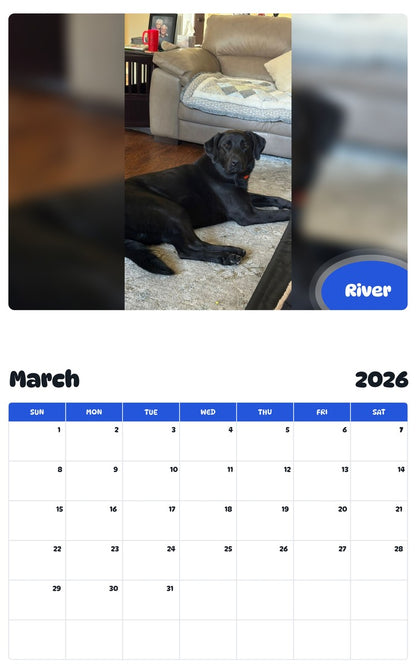 November 2025 - October 2026 River - Pawidols Pet Calendar