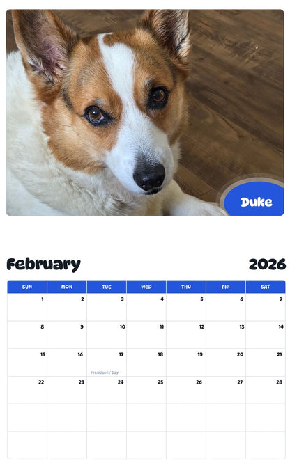 October 2025 - September 2026 Duke - Pawidols Pet Calendar