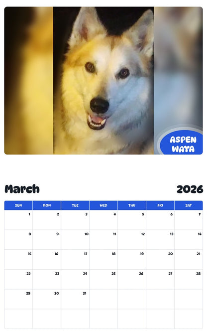 November 2025 - October 2026 ASPEN WAYA - Pawidols Pet Calendar