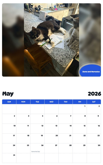 2026 - 2027 Zena and Hercules - Pawidols Pet Calendar