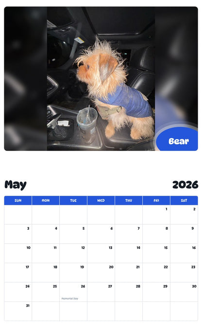 2026 - 2027 Bear - Pawidols Pet Calendar