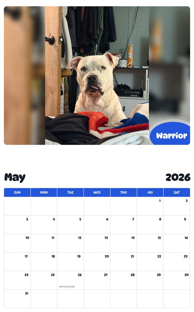 2026 - 2027 Warrior - Pawidols Pet Calendar