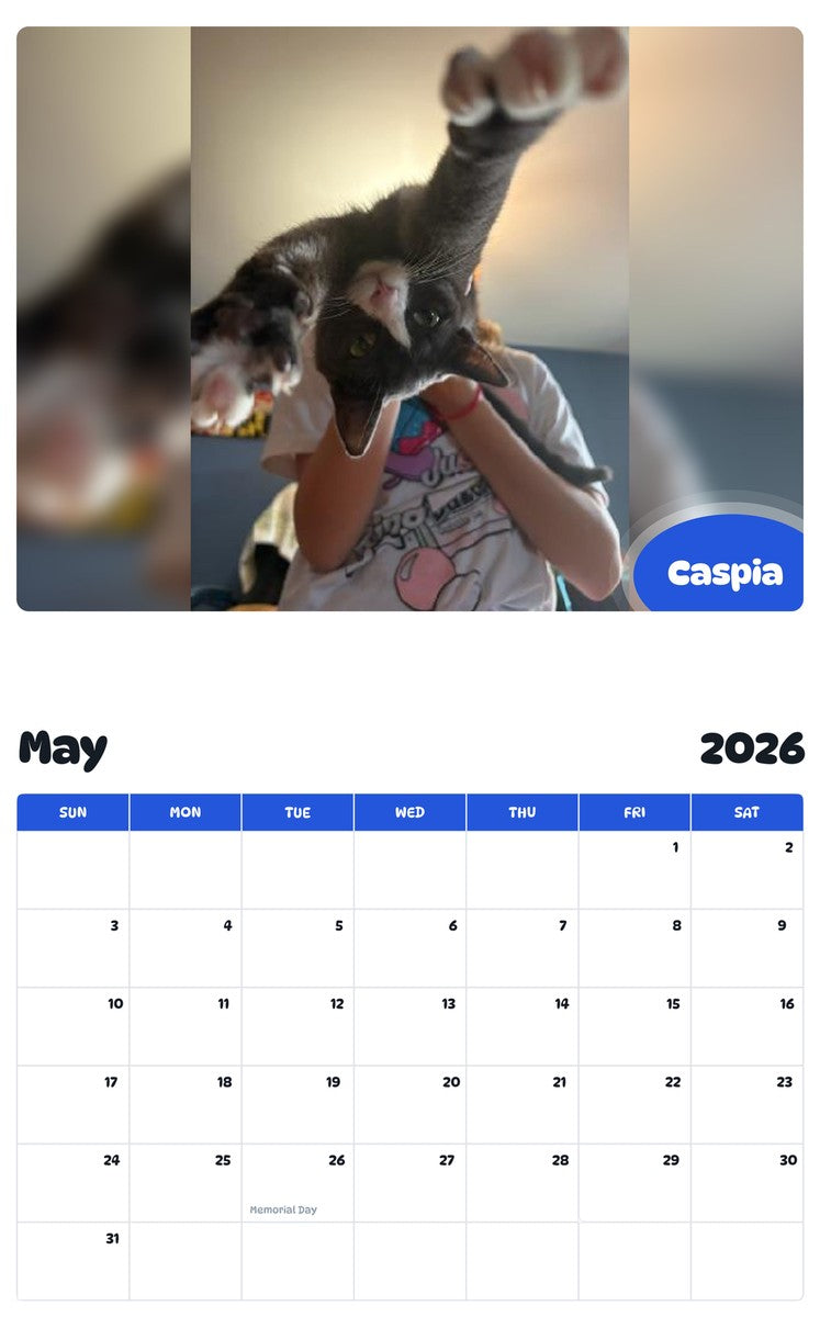 2026 - 2027 Caspia - Pawidols Pet Calendar