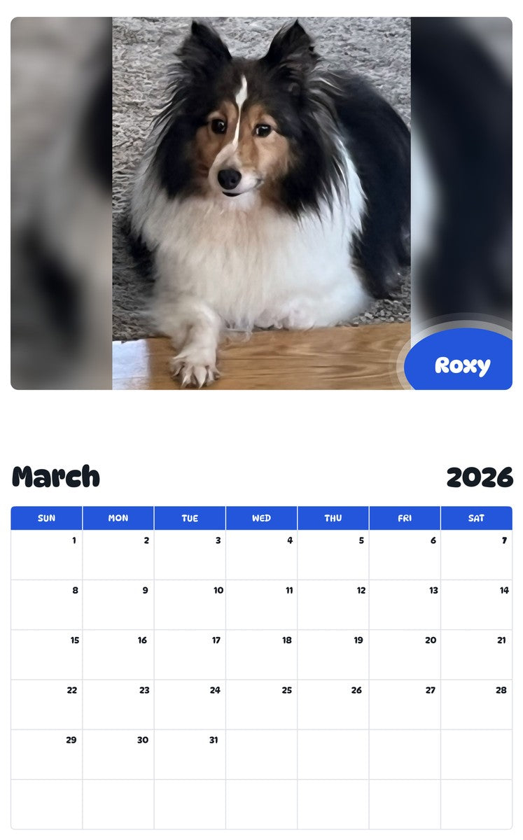 November 2025 - October 2026 Roxy - Pawidols Pet Calendar