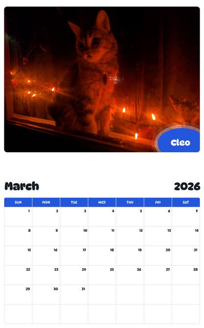 November 2025 - October 2026 Cleo - Pawidols Pet Calendar