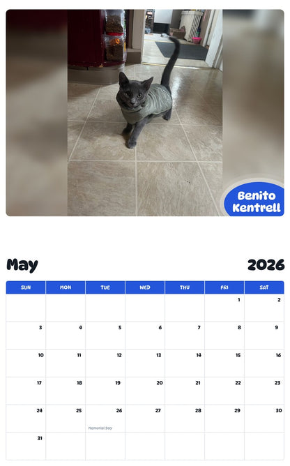 2026 - 2027 Benito Kentrell - Pawidols Pet Calendar