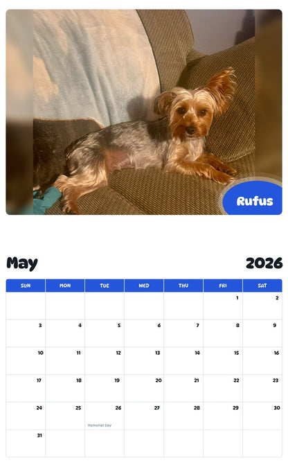 2026 - 2027 Rufus - Pawidols Pet Calendar