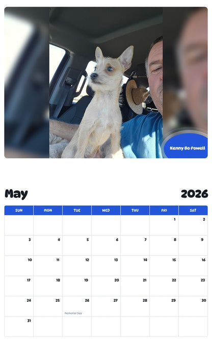 2026 - 2027 Kenny Bo Powell - Pawidols Pet Calendar