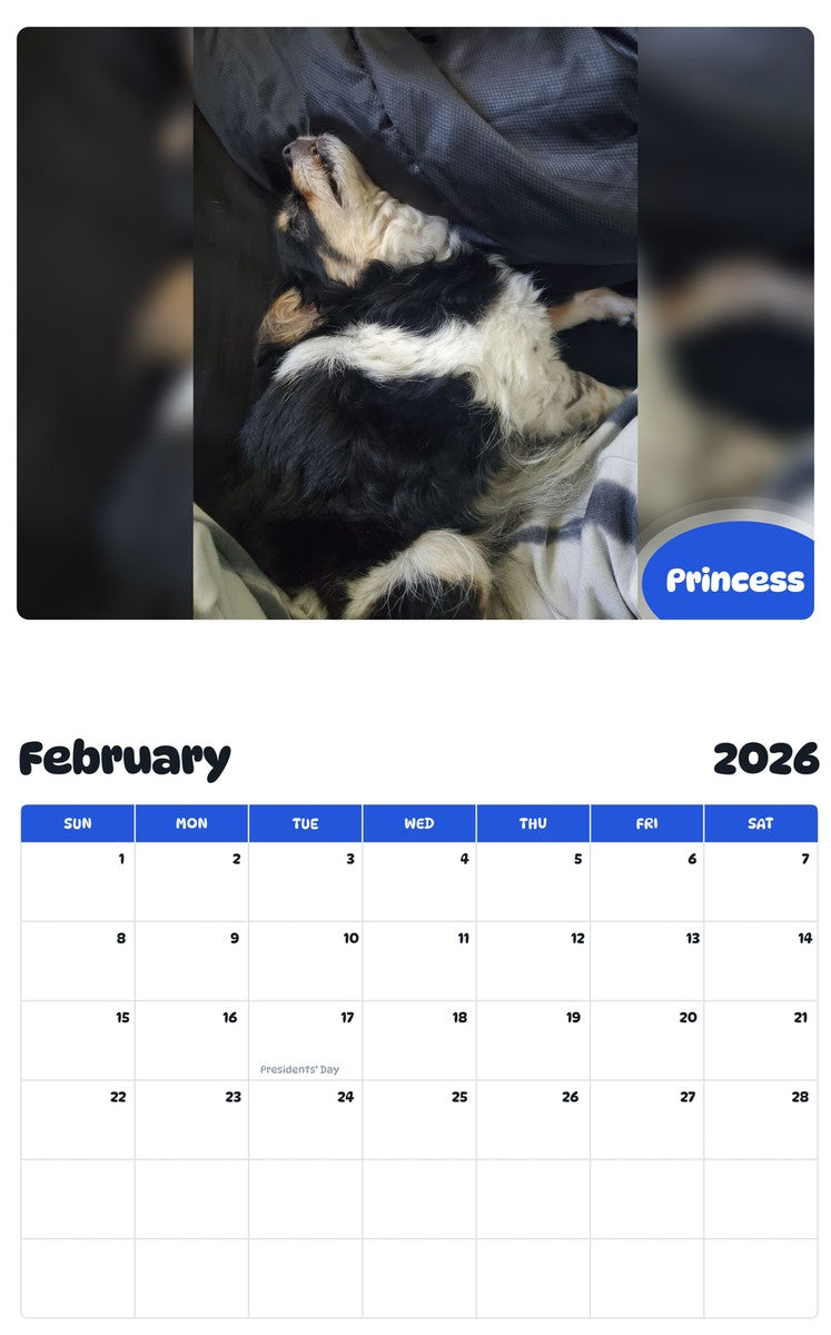 October 2025 - September 2026 Princess - Pawidols Pet Calendar