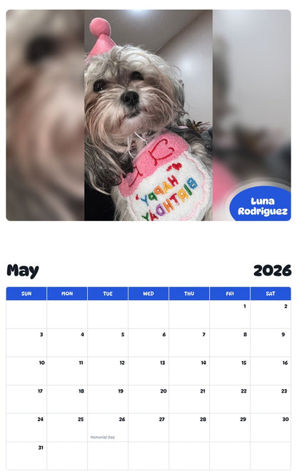 2026 - 2027 Luna Rodriguez - Pawidols Pet Calendar