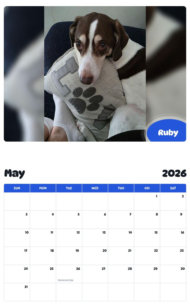 2026 - 2027 Ruby - Pawidols Pet Calendar