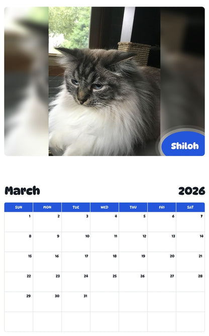 November 2025 - October 2026 Shiloh - Pawidols Pet Calendar